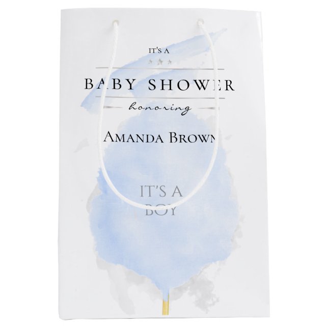 Bolsa De Regalo Mediana Cute acuarela Azul Algodón Candy Baby Shower (Anverso)