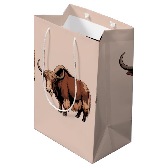 Bolsa De Regalo Mediana Cute & adorable brown Yak  (Angulo reverso)