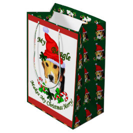 Bolsa De Regalo Mediana Cute Beagle Navidades Merry