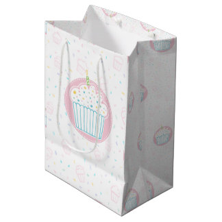 Bolsa De Regalo Mediana Cute Birthday Cupcake with Candle