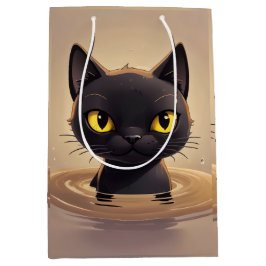Bolsa De Regalo Mediana Cute Black Cat Swimming Celebration Art