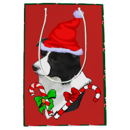 Bolsa De Regalo Mediana Cute Border Collie Navidades Merry