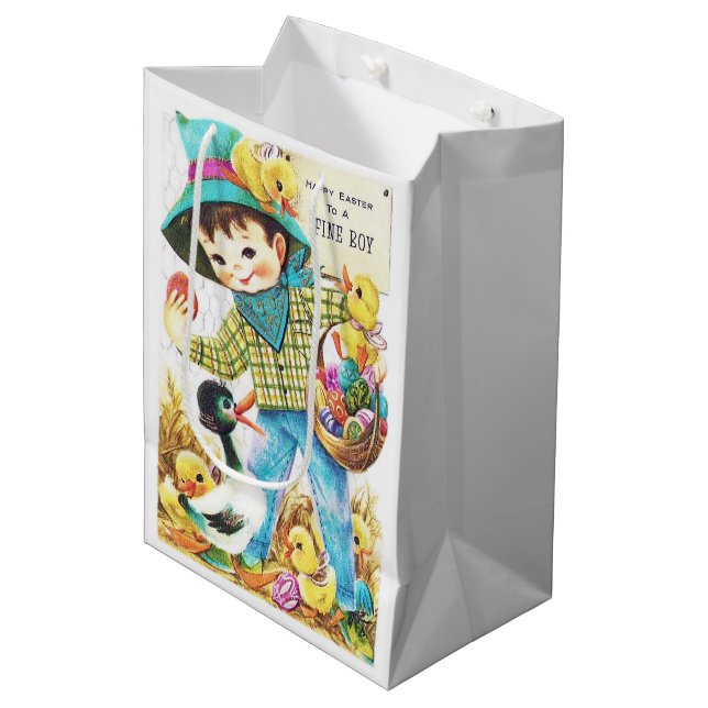 Bolsa De Regalo Mediana Cute boys Happy Easter  (Angulo Anverso)