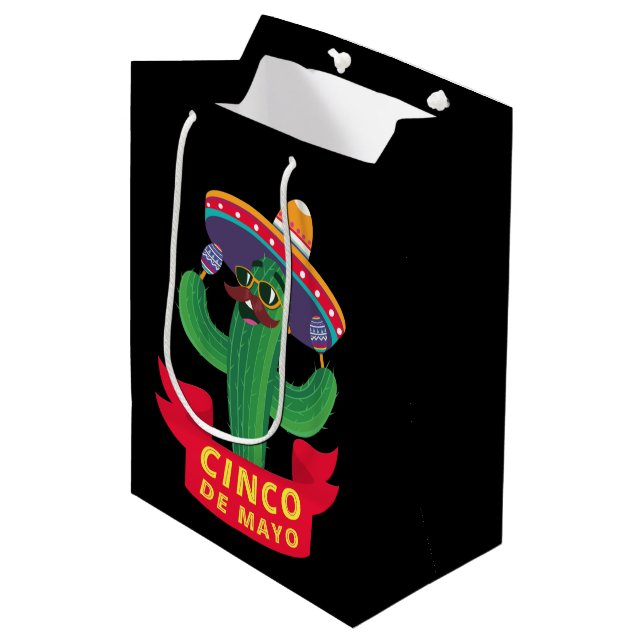 Bolsa De Regalo Mediana Cute Cactus Cinco De Mayo fiesta (Angulo Anverso)