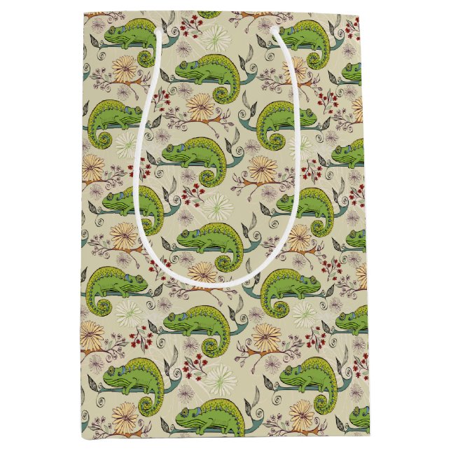 Bolsa De Regalo Mediana Cute Chameleon Lizard (Anverso)