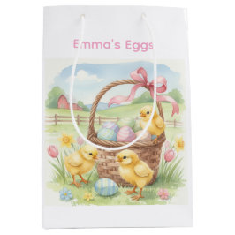 Bolsa De Regalo Mediana Cute chicks Easter bunny custom egg hunt bag