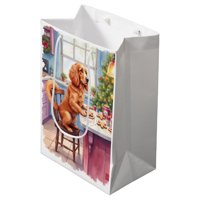 Bolsa De Regalo Mediana Cute Cocker Spaniel Gingerbread Baking Christmas (Angulo Anverso)