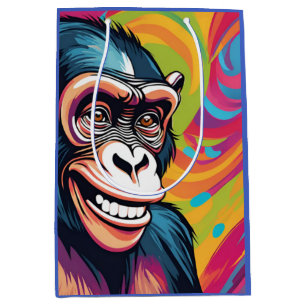Bolsa De Regalo Mediana Cute Crazy Funny Chimpanzee