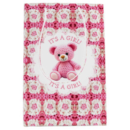 Bolsa De Regalo Mediana Cute Crocheted Teddy Bear Girl's Baby Shower