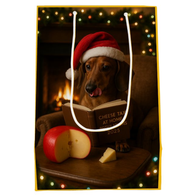 Bolsa De Regalo Mediana Cute Dachshund Cheese Tax Christmas gift bag  (Reverso)