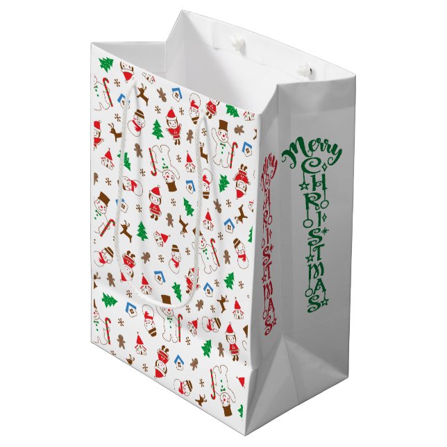 Bolsa De Regalo Mediana Cute Doodle Character Christmas Gift Bag (Angulo Anverso)