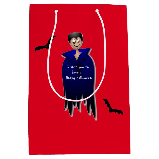 Bolsa De Regalo Mediana Cute Dracula Halloween (Anverso)