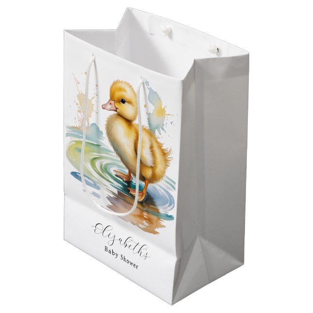 Bolsa De Regalo Mediana Cute Duckling Gender Neutral Baby Shower (Angulo Anverso)