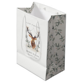 Bolsa De Regalo Mediana Cute Dusky Deer Floral Escudo Cualquier Edad Cumpl
