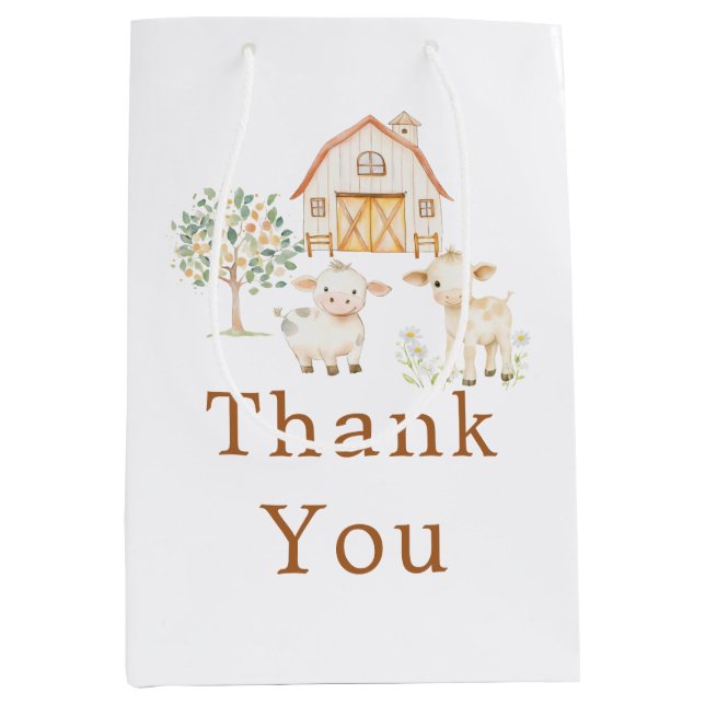 Bolsa De Regalo Mediana Cute Farm Barn Baby Shower (Anverso)