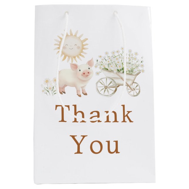Bolsa De Regalo Mediana Cute Farm Barn Baby Shower (Anverso)