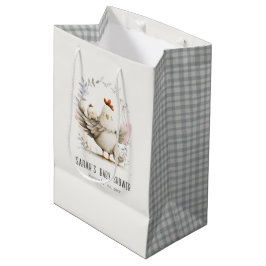 Bolsa De Regalo Mediana Cute Farm Mum and Baby Chick Floral Baby Shower
