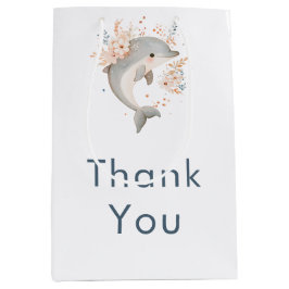 Bolsa De Regalo Mediana Cute Floral Dolphin Baby Shower