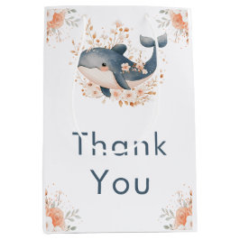 Bolsa De Regalo Mediana Cute Floral Whale Baby Shower 