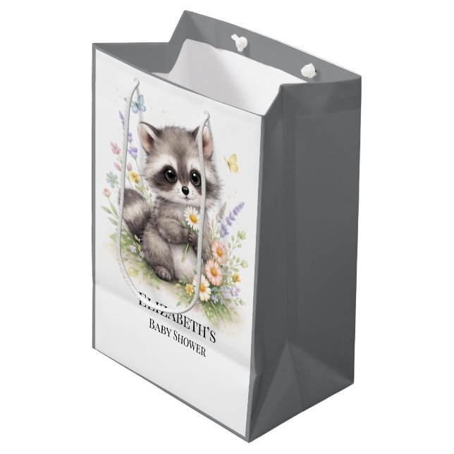 Bolsa De Regalo Mediana Cute Forest Baby Raccoon Baby Shower Favor (Angulo Anverso)