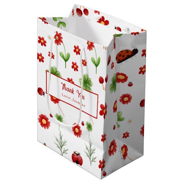 Bolsa De Regalo Mediana Cute Garden little ladybug baby shower  (Angulo Anverso)