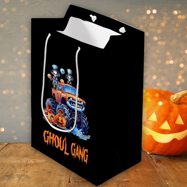 Bolsa De Regalo Mediana Cute Ghoul Gang Skeletons Spooky Truck Halloween (Subido por el creador)