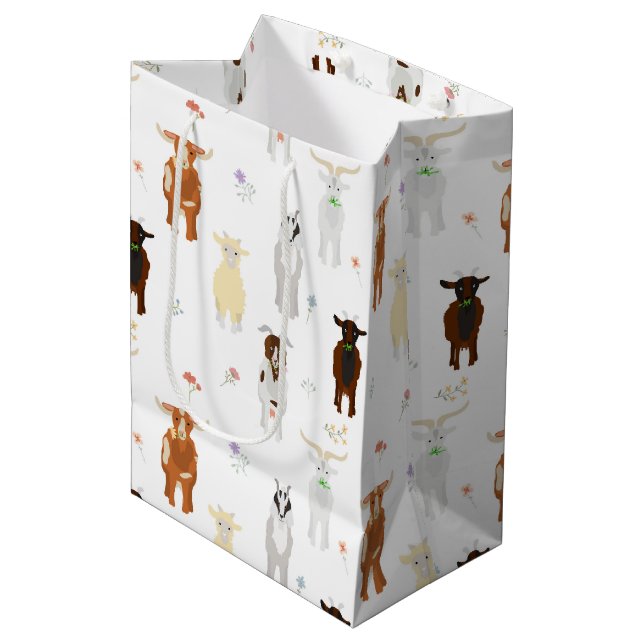 Bolsa De Regalo Mediana Cute Goats Farm Animals (Angulo Anverso)
