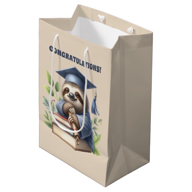 Bolsa De Regalo Mediana Cute Graduation felicitaciones sloth (Angulo Anverso)