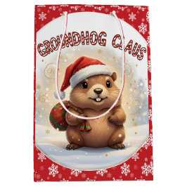 Bolsa De Regalo Mediana Cute Groundhog Claus Funny Groundhog Christmas