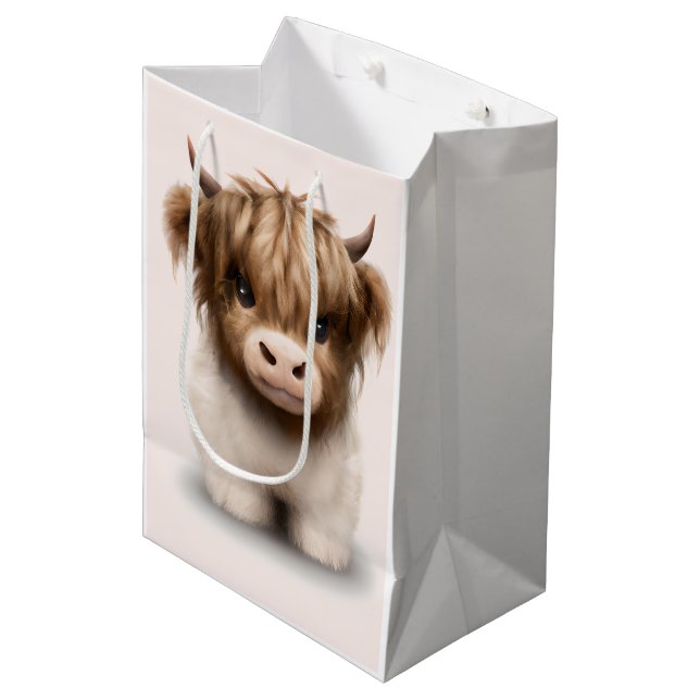 Bolsa De Regalo Mediana Cute Highlands Escocia Cow (Angulo Anverso)