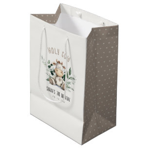 Bolsa De Regalo Mediana Cute Holy Cow Foliage Pastel Neutral Kids Birday