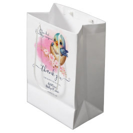 Bolsa De Regalo Mediana Cute Kawaii Egg Bird Elegant Floral Baby Shower