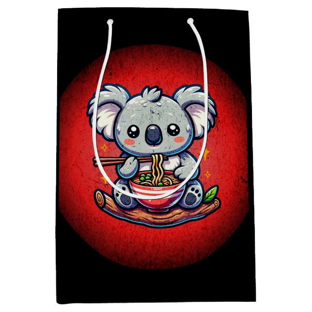 Bolsa De Regalo Mediana Cute Koala comiendo Ramen (Anverso)