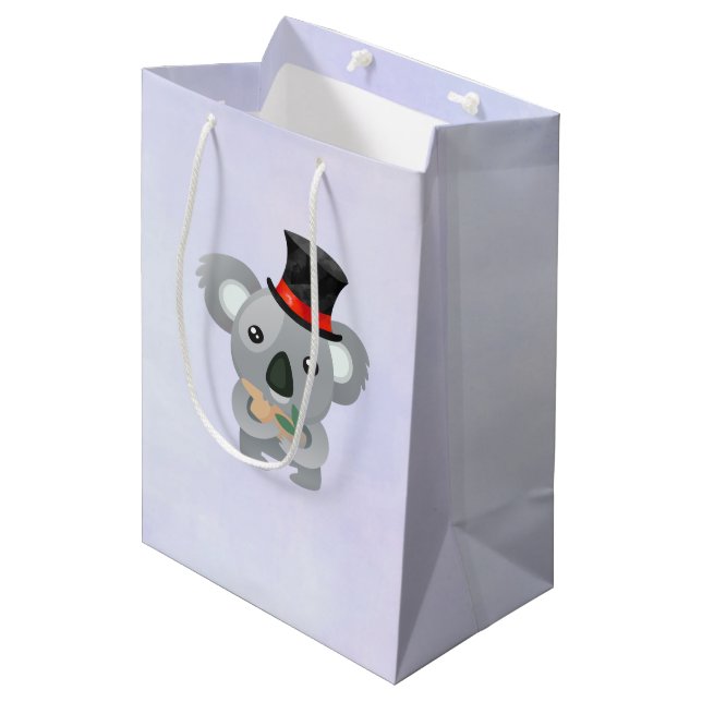 Bolsa De Regalo Mediana Cute Koala en un sombrero negro superior (Angulo Anverso)