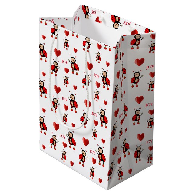 Bolsa De Regalo Mediana Cute Ladybugs en blanco (Angulo reverso)