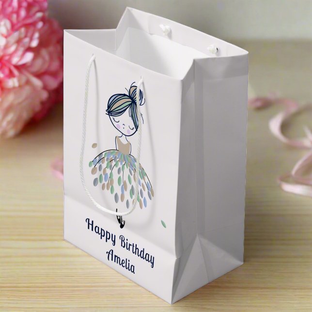 Bolsa De Regalo Mediana Cute Little Ballerina Princess Birthday Party (Subido por el creador)