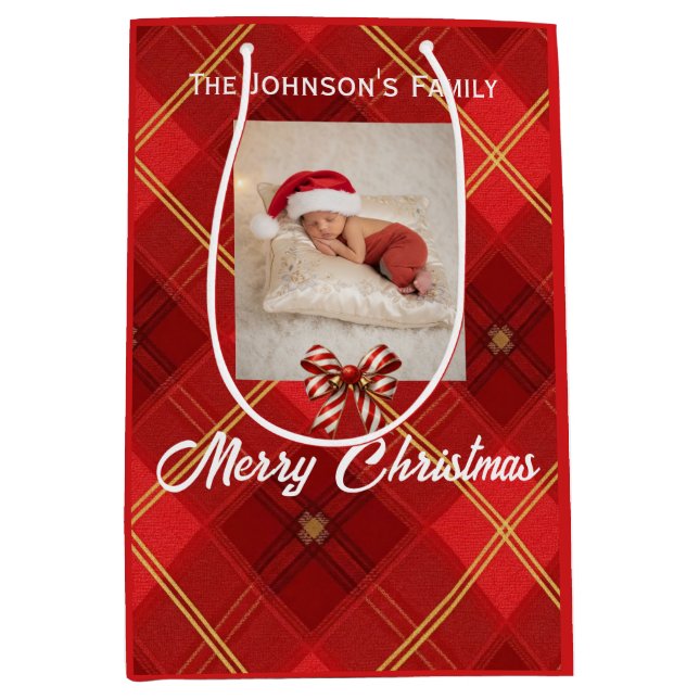 Bolsa De Regalo Mediana Cute Little Elves - Personalized Christmas  (Anverso)