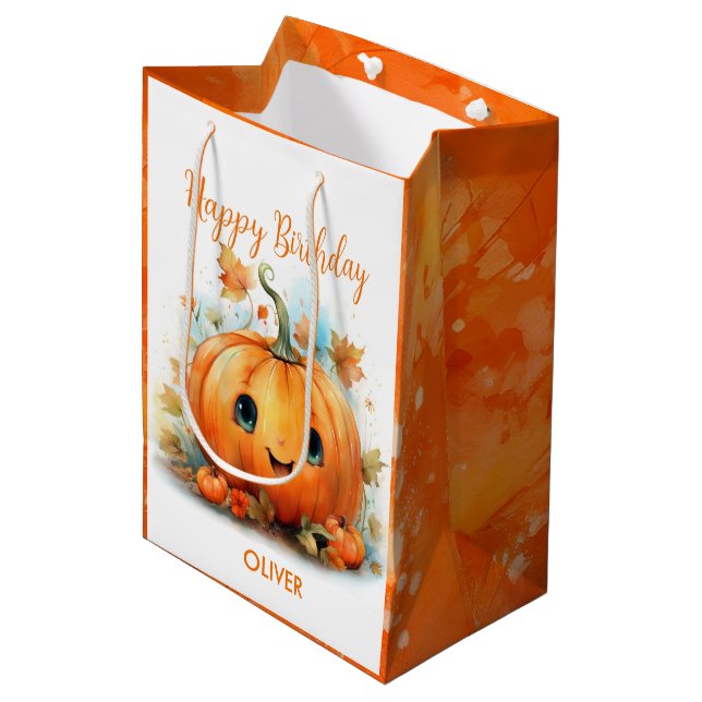 Bolsa De Regalo Mediana Cute Little Pumpkin Birthday (Angulo Anverso)