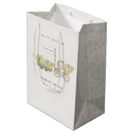Bolsa De Regalo Mediana Cute local Hedgehog Flora Bike Baby Shower
