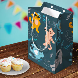 Bolsa De Regalo Mediana Cute Musical Cats Patrón Niños Cumpleaños