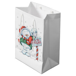 Bolsa De Regalo Mediana Cute North Pole Snowman