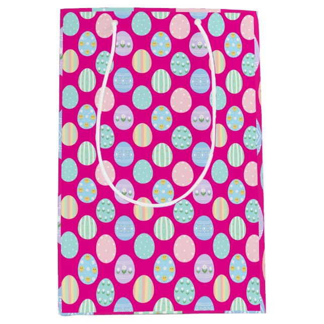 Bolsa De Regalo Mediana Cute Pastel Easter Eggs Pattern  (Anverso)