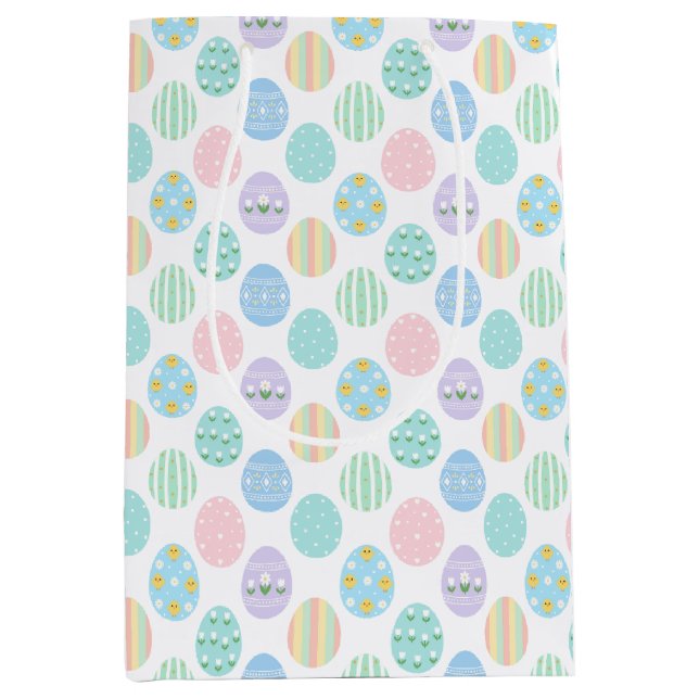 Bolsa De Regalo Mediana Cute Pastel Easter Eggs Pattern  (Anverso)