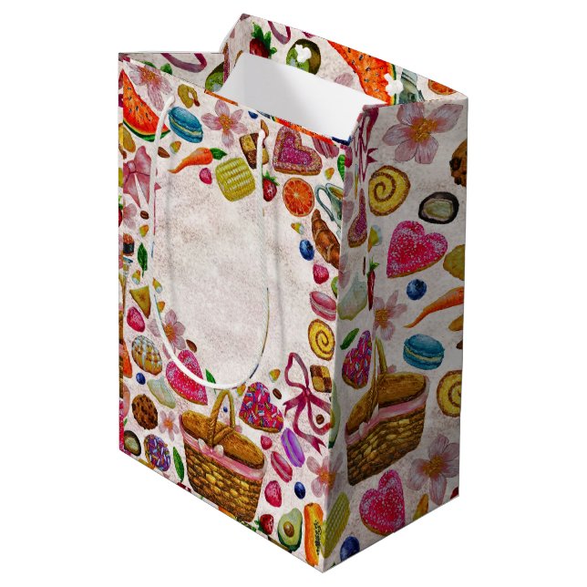 Bolsa De Regalo Mediana Cute Pastry Confections Sweets (Angulo reverso)