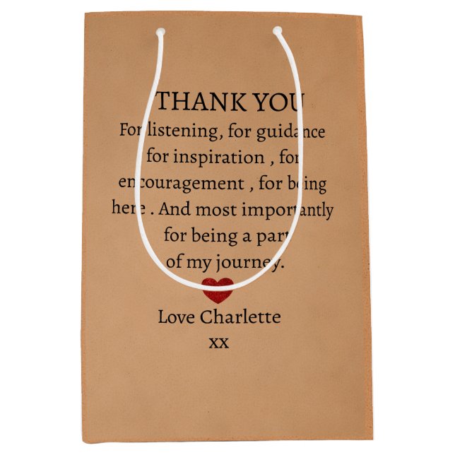 Bolsa De Regalo Mediana cute personalized thank you love  (Anverso)