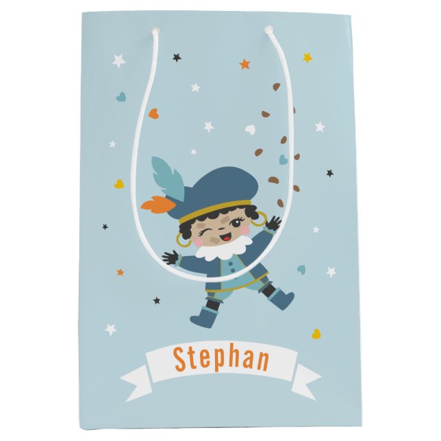 Bolsa De Regalo Mediana Cute Pietje con nombre y pepernoten (Anverso)