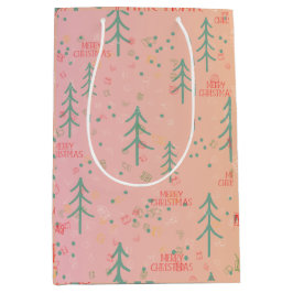 Bolsa De Regalo Mediana Cute Pink Christmas