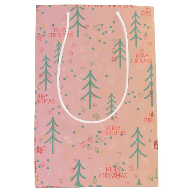 Bolsa De Regalo Mediana Cute Pink Christmas (Anverso)