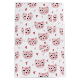 Bolsa De Regalo Mediana Cute Pink Kittens and Hearts Pattern for Kids