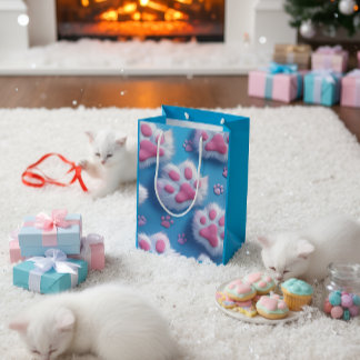 Bolsa De Regalo Mediana Cute Pink Paw Print Gift Bag